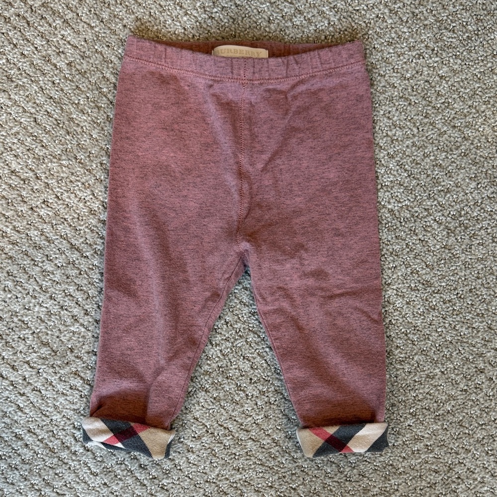 Burberry Kids Leggings in Maroon and Plaid
